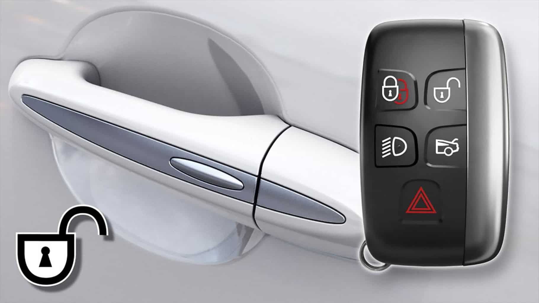 Jaguar's Key Fob and door handle, for the Keyless Entry and Keyless Locking.