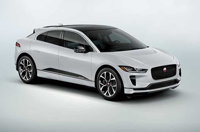 White I-PACE Front and Side View.