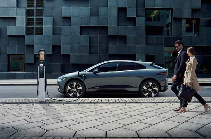I-PACE Charging Next to Sidewalk.