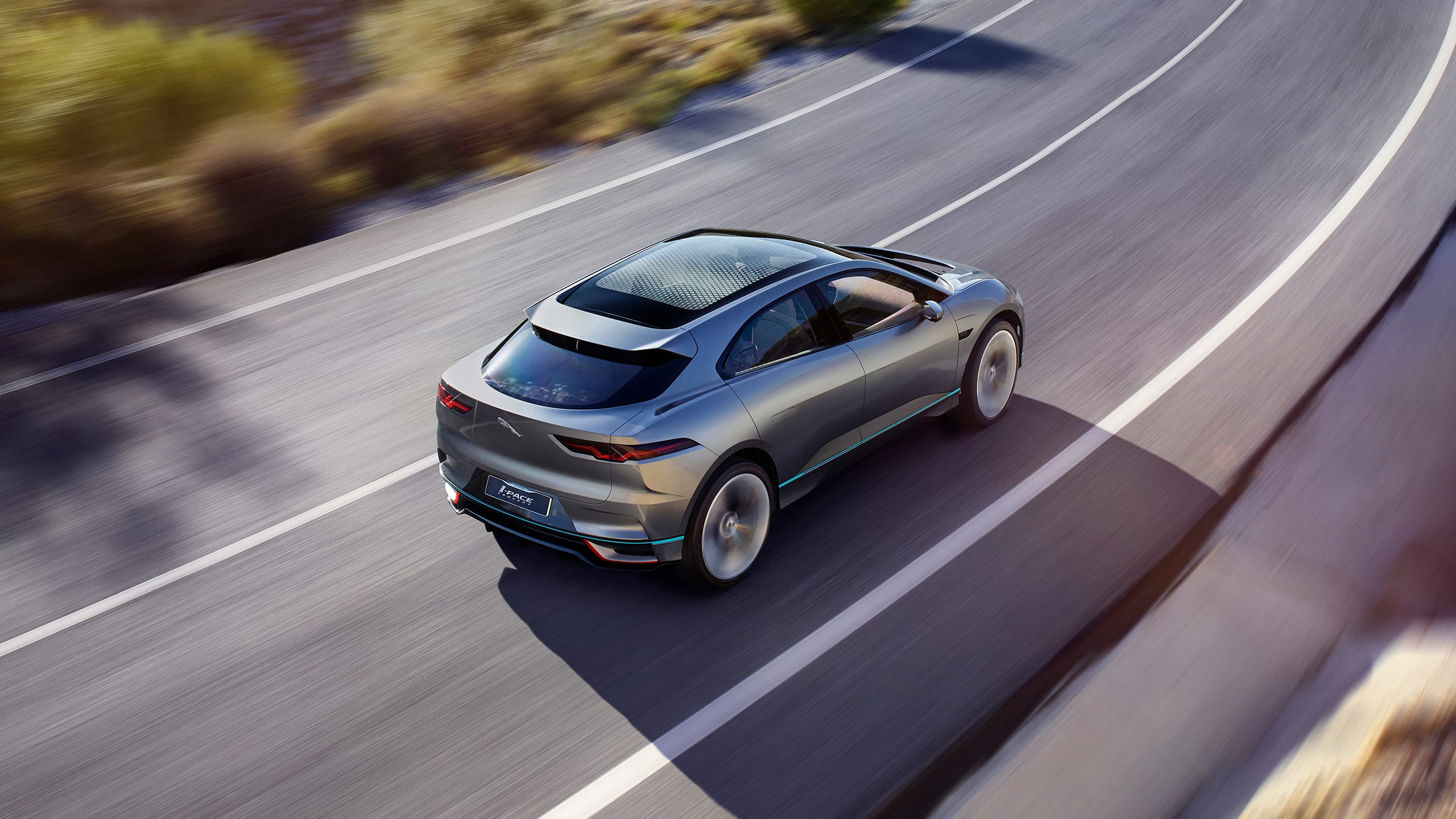 Jaguar I-Pace electric running on road